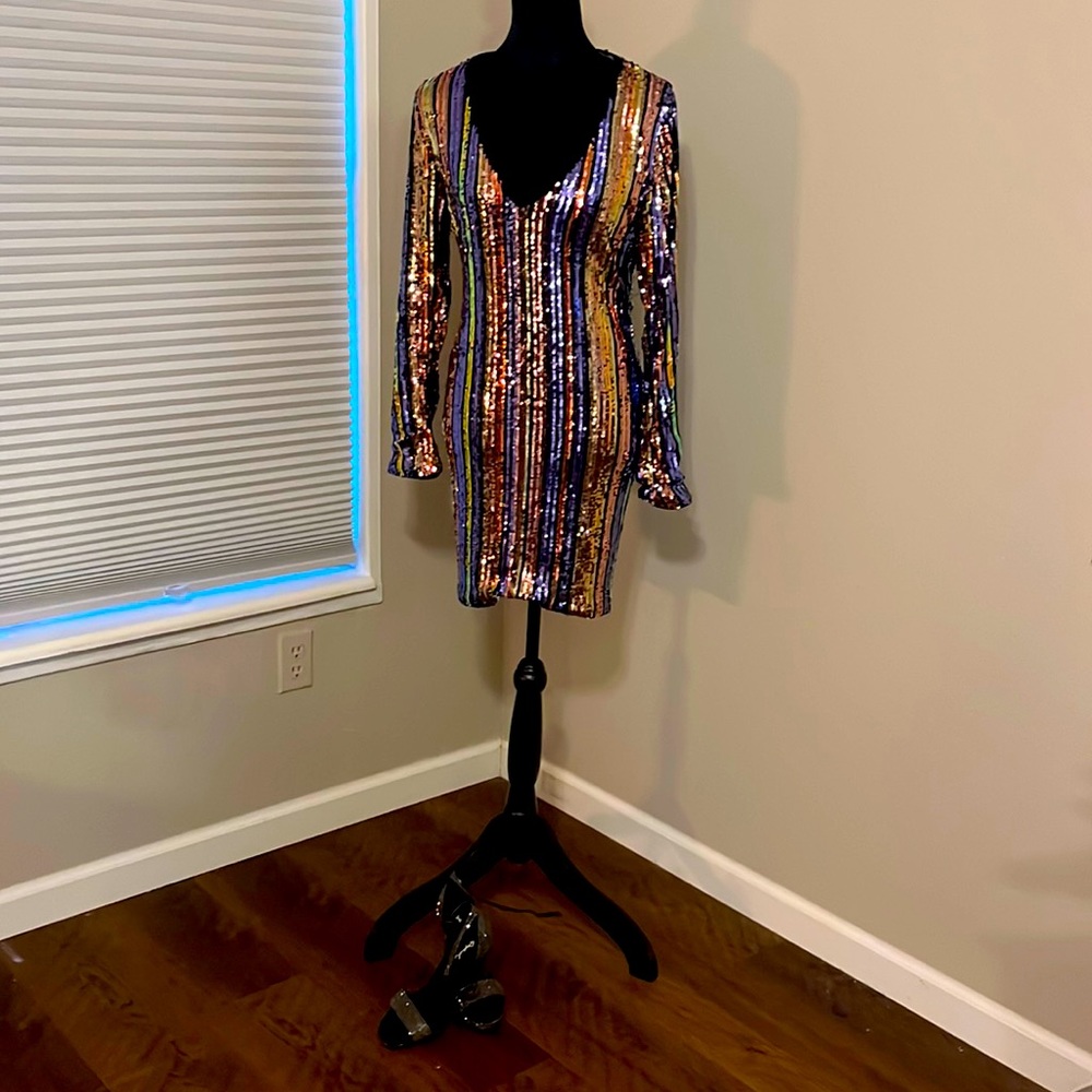 Multi colored sequin evening gown
